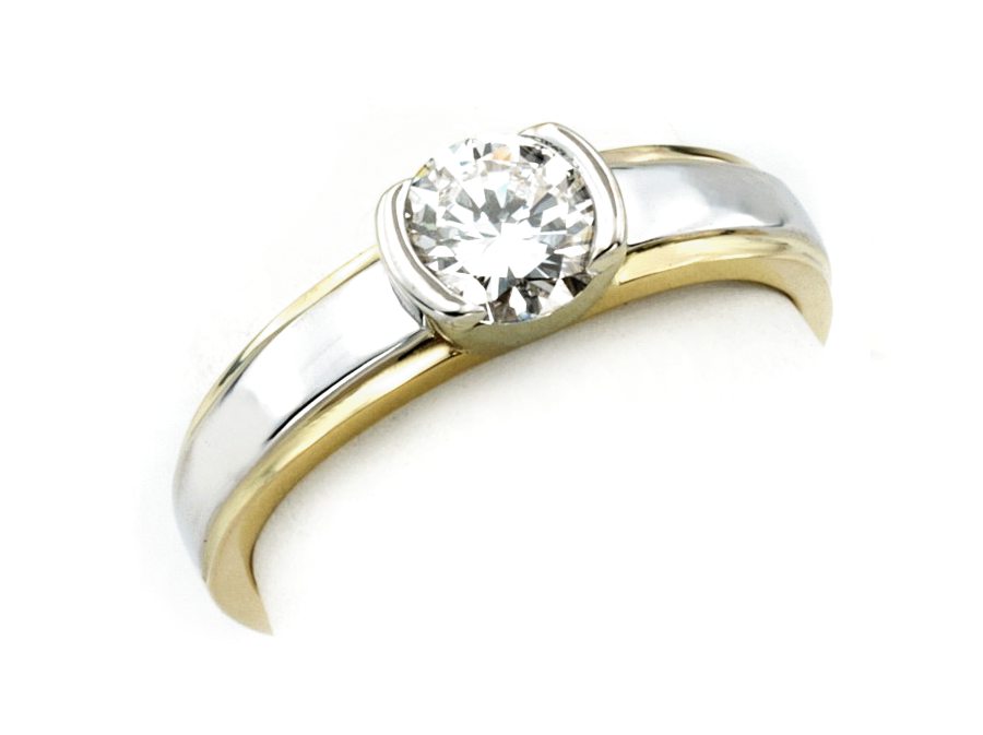 Pierścionek z diamentem żółte i białe złoto - 20021br_Vs_H — zdjęcie 3