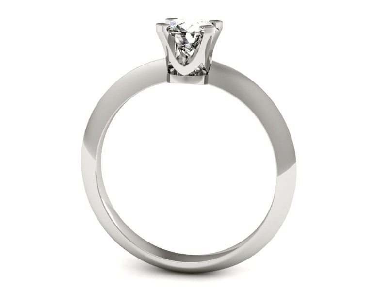 Złoty pierścionek z brylantem białe złoto - 20026b — zdjęcie 3