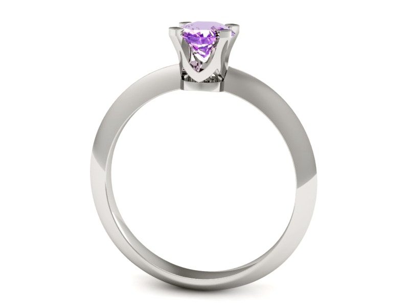 Złoty pierścionek z ametystem białe złoto - 20026bat — zdjęcie 3