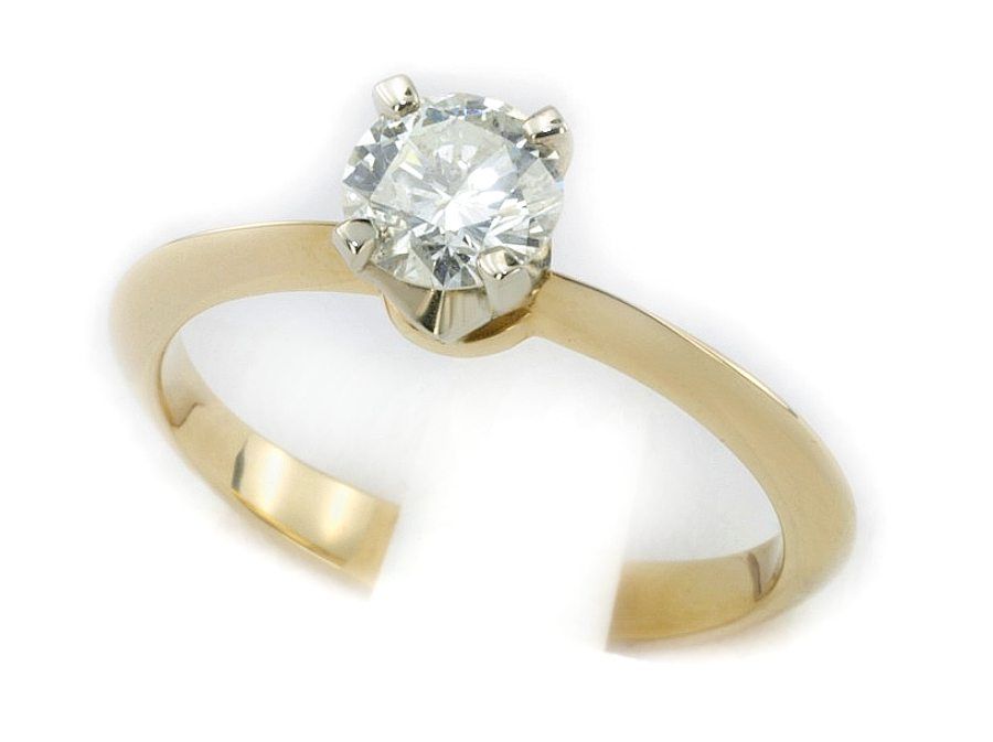 Pierścionek zaręczynowy z brylantem z białego i żółtego złota - 20026bbr_Si_H