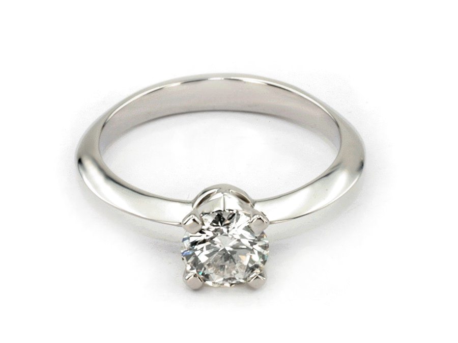 Złoty pierścionek z brylantem białe złoto - 20026br_SI_H — zdjęcie 3