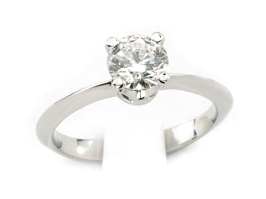 Złoty pierścionek z brylantem białe złoto - 20026br_VS_G