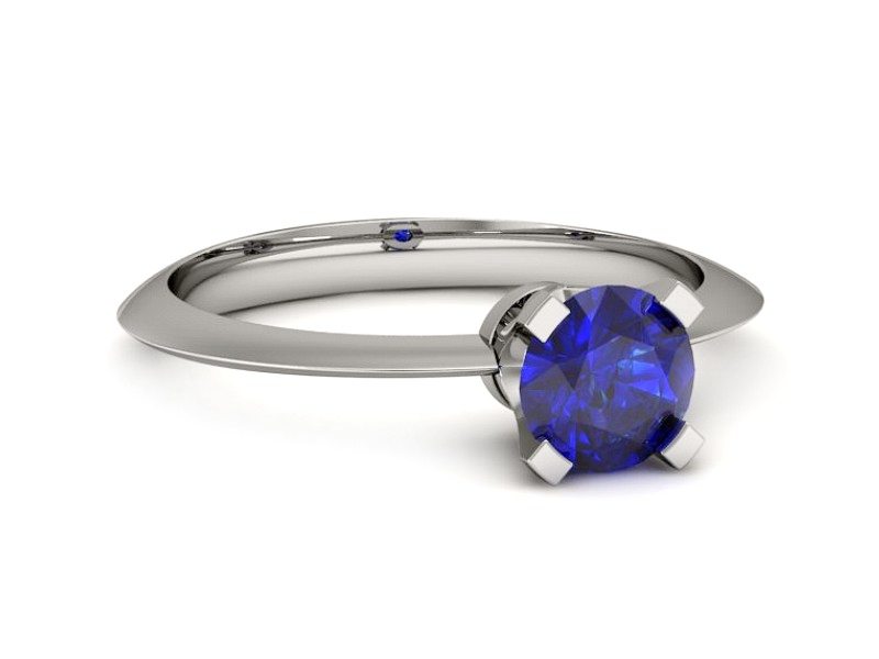 Złoty pierścionek z szafirem białe złoto - 20026bszc — zdjęcie 2