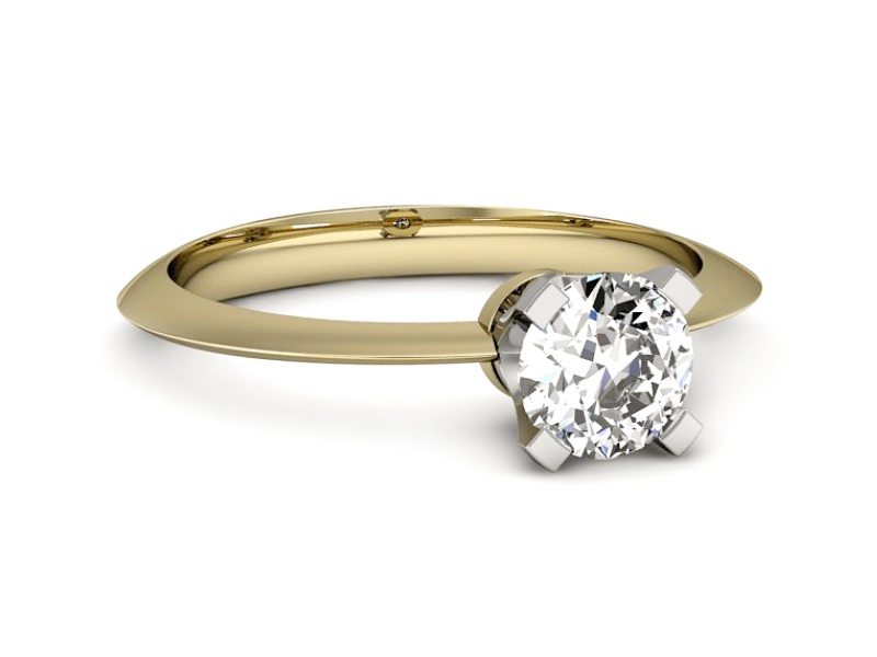 Pierścionek z diamentem żółte i białe złoto - 20026zb — zdjęcie 2