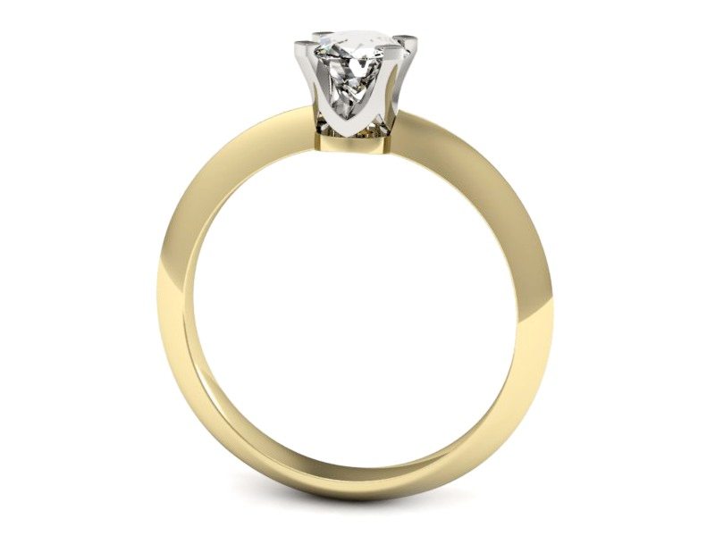 Pierścionek z diamentem żółte i białe złoto - 20026zb — zdjęcie 3