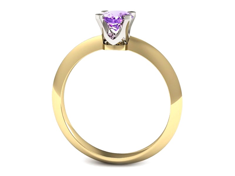 Pierścionek żółte i białe złoto z ametystem - 20026zbat — zdjęcie 3