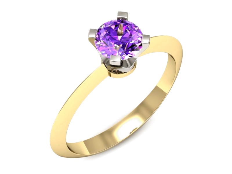 Pierścionek żółte i białe złoto z ametystem - 20026zbat
