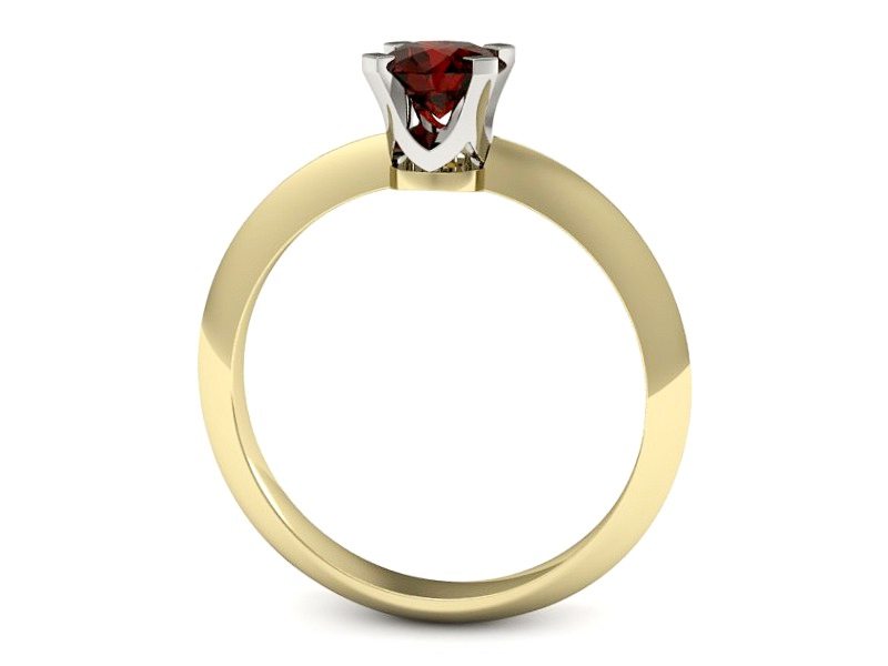 Pierścionek z granatem żółte i białe złoto - 20026zbgr — zdjęcie 3