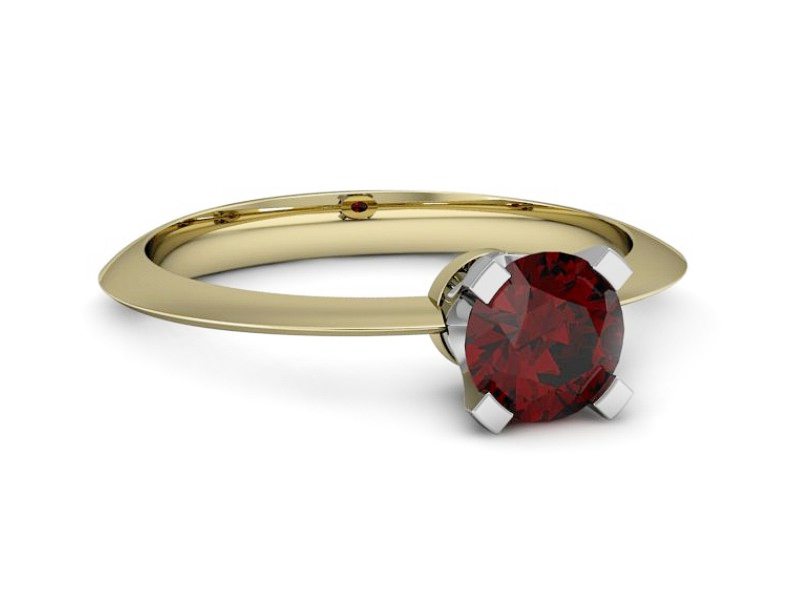 Pierścionek z granatem żółte i białe złoto - 20026zbgr — zdjęcie 2