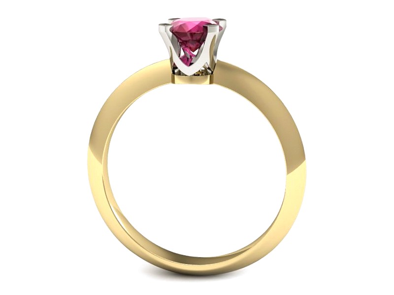 Pierścionek z rubinem z żółtego i białego złota - 20026zbr — zdjęcie 3