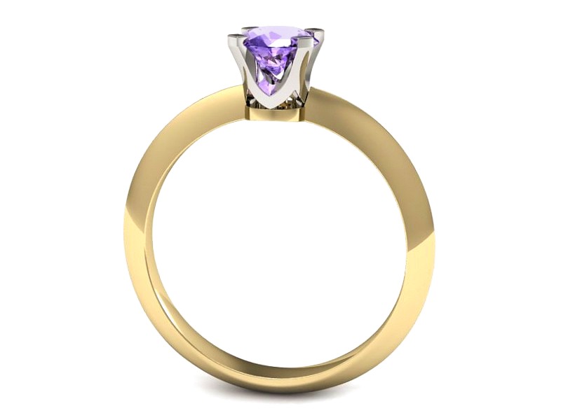 Pierścionek z tanzanitem żółte i białe złoto - 20026zbt — zdjęcie 3