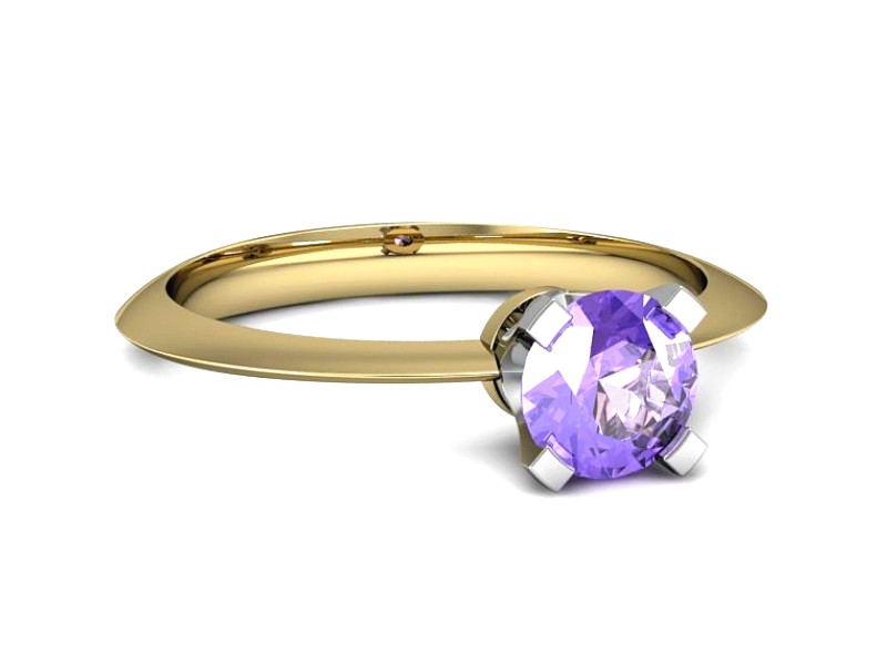 Pierścionek z tanzanitem żółte i białe złoto - 20026zbt — zdjęcie 2