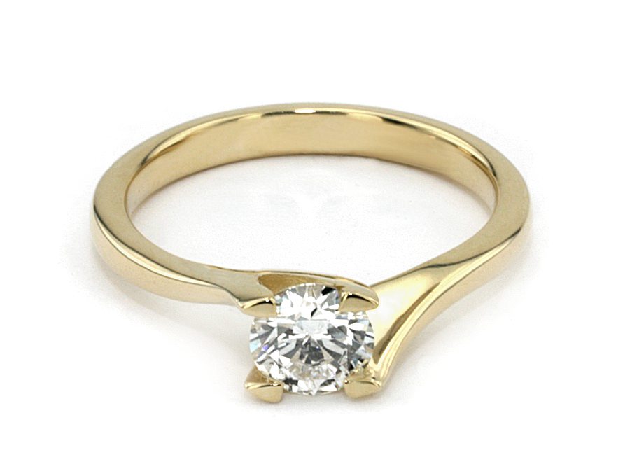 Złoty pierścionek z brylantem żółte złoto - 20028br_VVS_G — zdjęcie 2