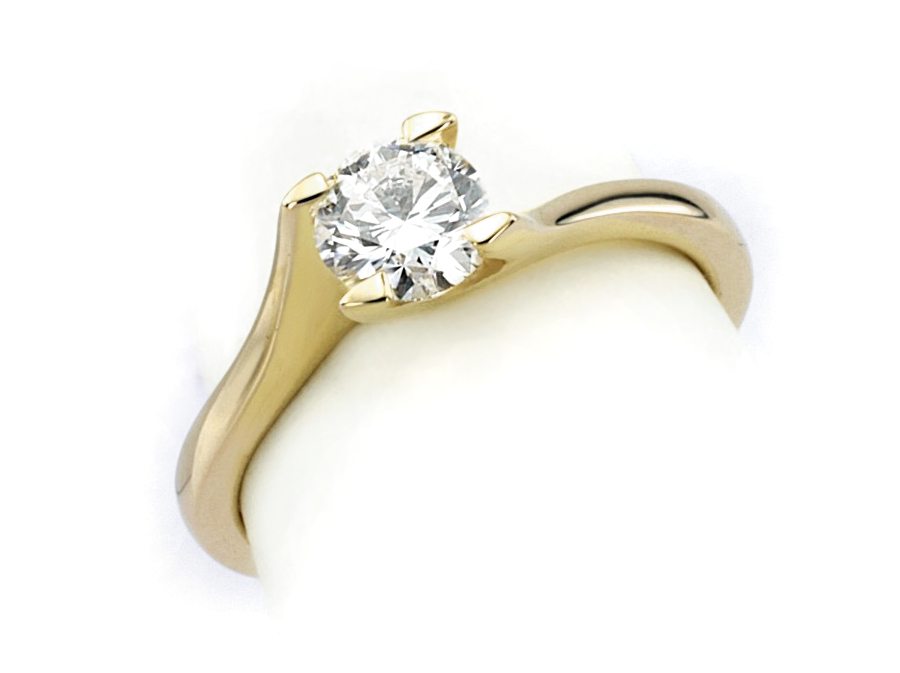 Złoty pierścionek z brylantem żółte złoto - 20028br_VVS_G — zdjęcie 3