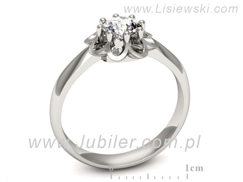 Złoty pierścionek z brylantem białe złoto - 20030b — zdjęcie 3