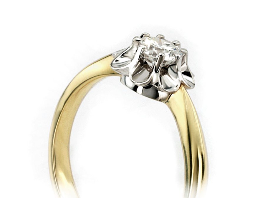 Pierścionek z diamentem żółte i białe złoto - 20030br_VS_H — zdjęcie 2