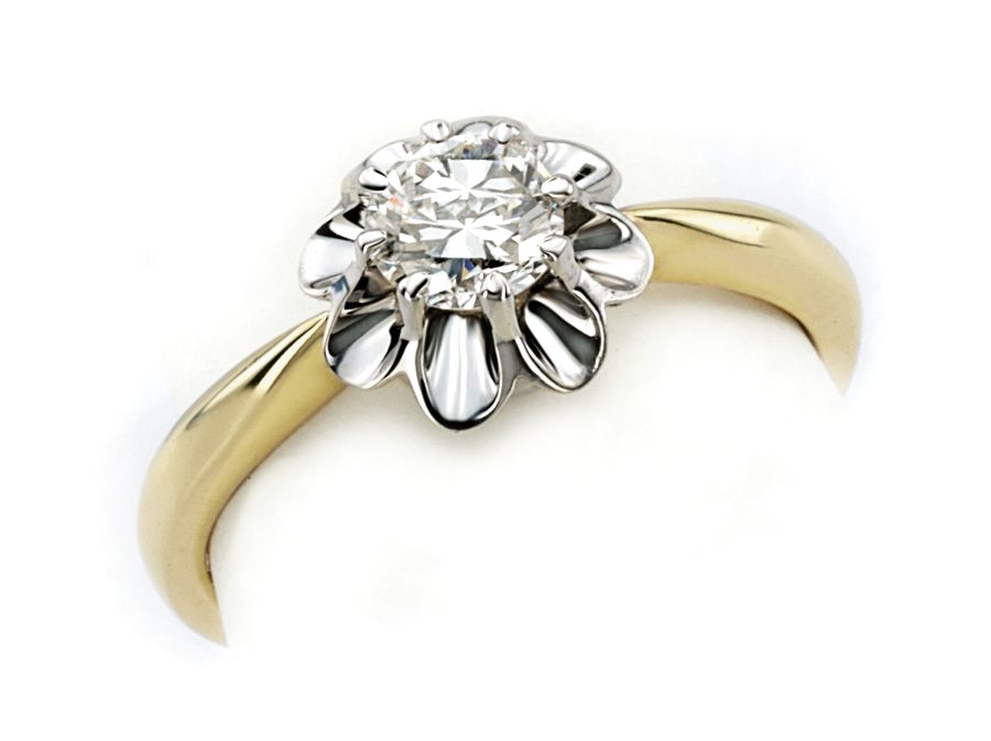 Pierścionek z diamentem żółte i białe złoto - 20030br_VS_H — zdjęcie 3