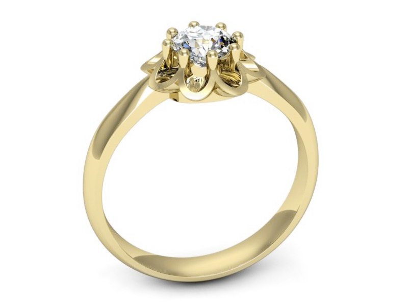 Złoty pierścionek z brylantem żółte złoto - 20030z — zdjęcie 3