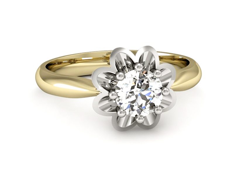 Pierścionek z diamentem żółte i białe złoto - 20030zb — zdjęcie 2