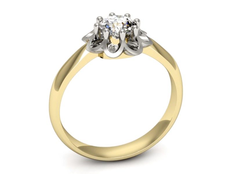 Pierścionek z diamentem żółte i białe złoto - 20030zb — zdjęcie 3
