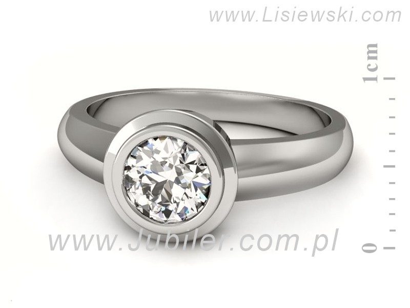 Złoty pierścionek z brylantem białe złoto - 20032b — zdjęcie 2
