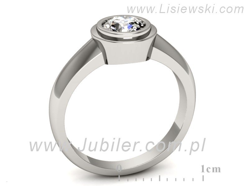 Złoty pierścionek z brylantem białe złoto - 20032b — zdjęcie 3