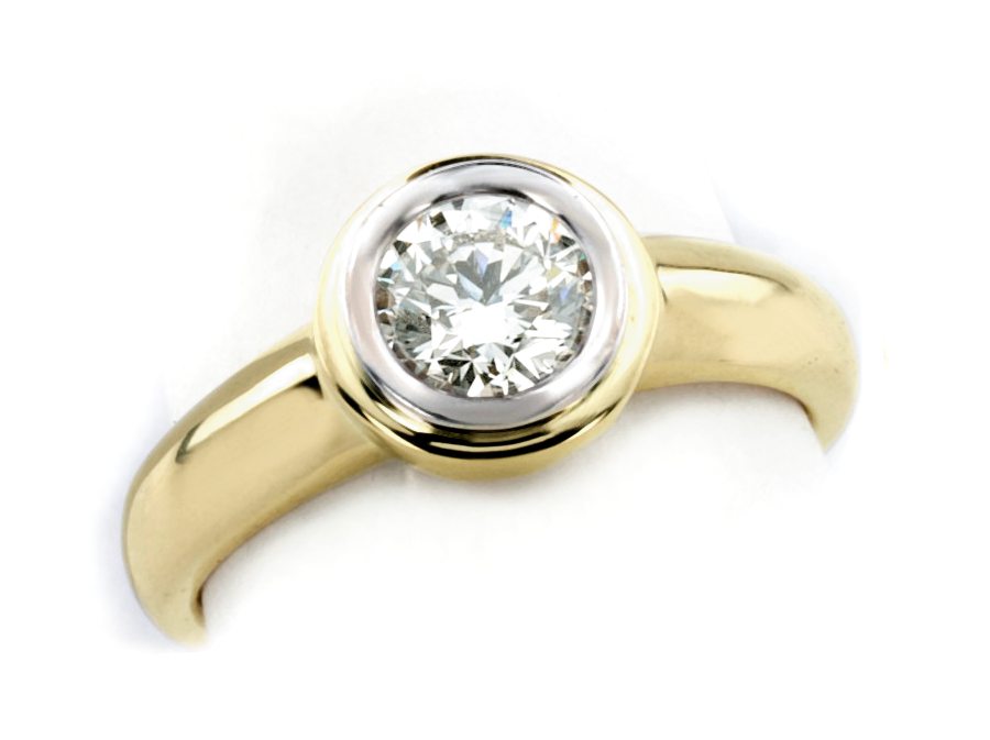 Pierścionek z diamentem żółte i białe złoto - 20032br_Si_H — zdjęcie 3