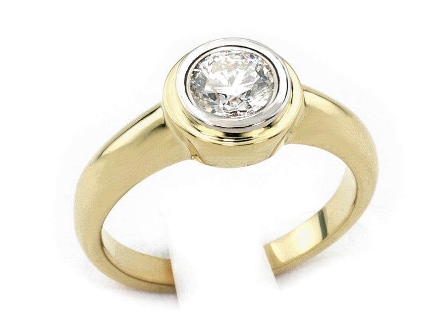 Pierścionek z diamentem żółte i białe złoto - 20032br_VVs_G