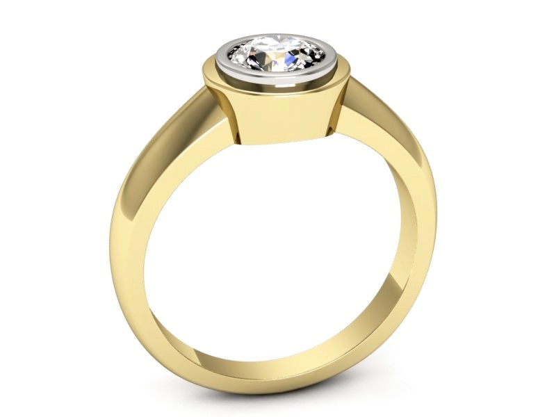 Pierścionek z diamentem żółte i białe złoto - 20032zb — zdjęcie 3