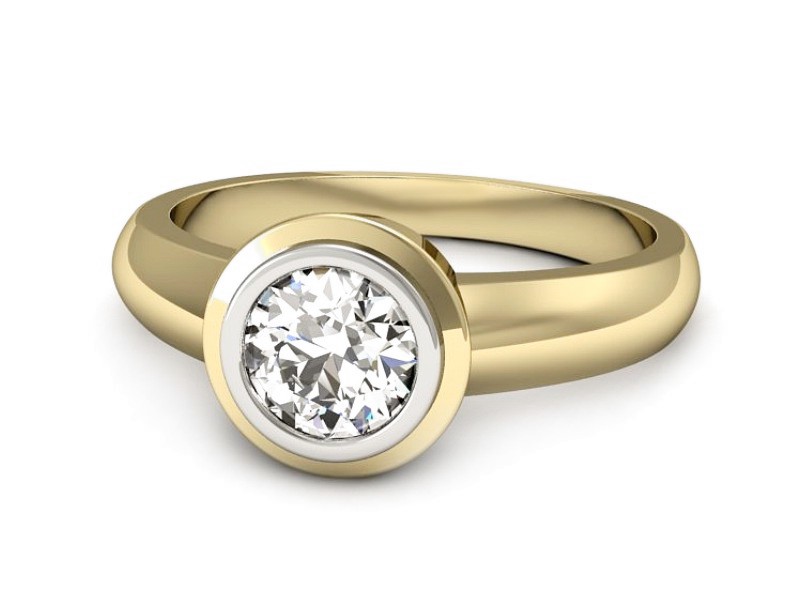 Pierścionek z diamentem żółte i białe złoto - 20032zb — zdjęcie 2