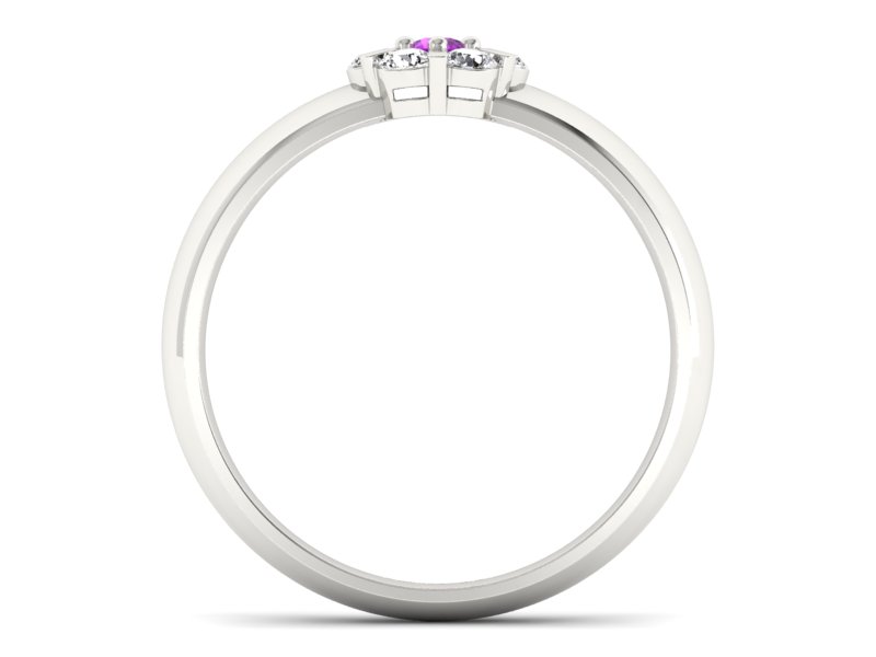 Złoty pierścionek z ametystem i brylantami - 20033bam — zdjęcie 2