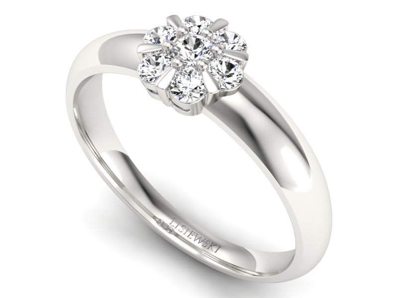 Pierścionek zaręczynowy z brylantami białe złoto - 20033bbr — zdjęcie 3