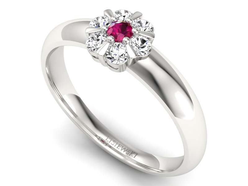 Pierścionek z rubinem i brylantami białe złoto - 20033br1 — zdjęcie 3