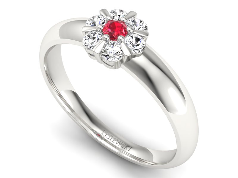 Pierścionek z rubinem i brylantami białe złoto - 20033br2 — zdjęcie 3