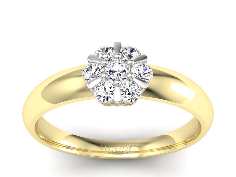 Pierścionek z brylantami białe żółte złoto - 20033br_SI_H