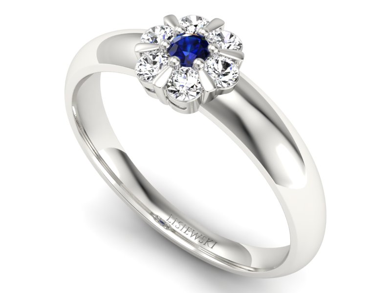 Pierścionek z szafirem i brylantami białe złoto - 20033bsz1 — zdjęcie 3