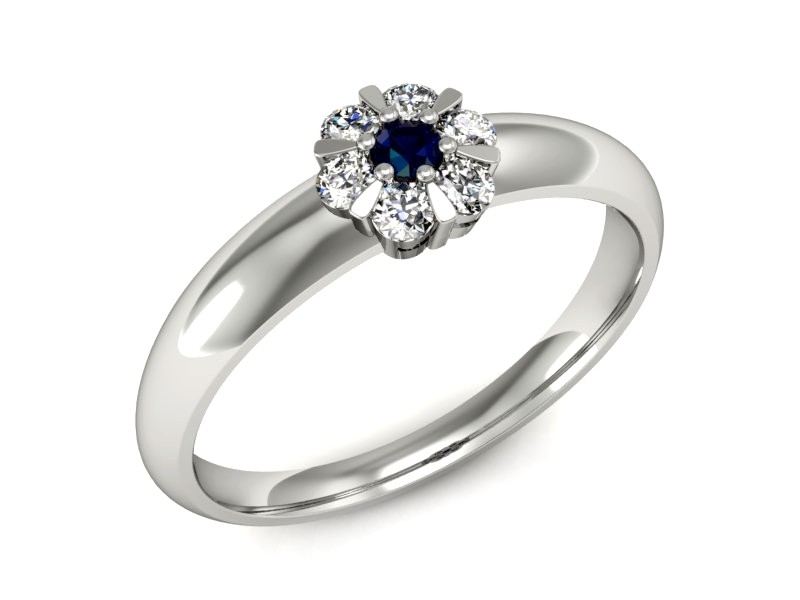 Pierścionek z szafirem i brylantami białe złoto - 20033bsz1 — zdjęcie 4