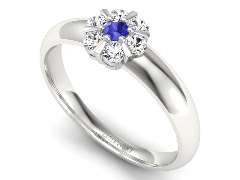 Pierścionek z szafirem i brylantami białe złoto - 20033bsz2 — zdjęcie 3
