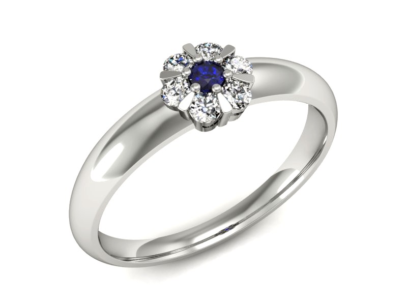 Pierścionek z szafirem i brylantami białe złoto - 20033bsz2 — zdjęcie 4