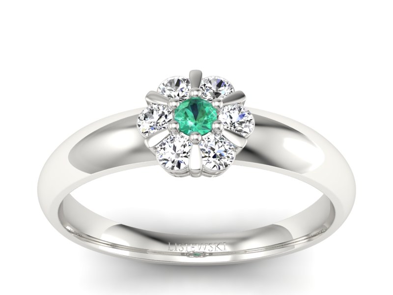Pierścionek ze szmaragdem i brylantami - 20033bszm