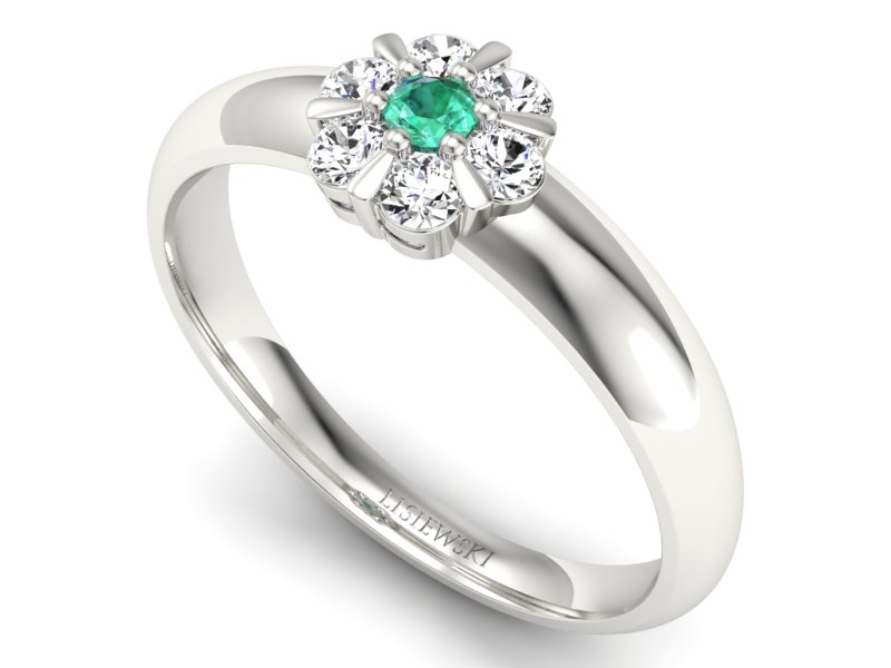 Pierścionek ze szmaragdem i brylantami - 20033bszm — zdjęcie 3