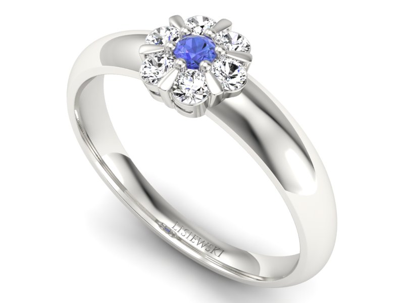 Pierścionek z tanzanitem białe złoto i brylantami - 20033bt — zdjęcie 3