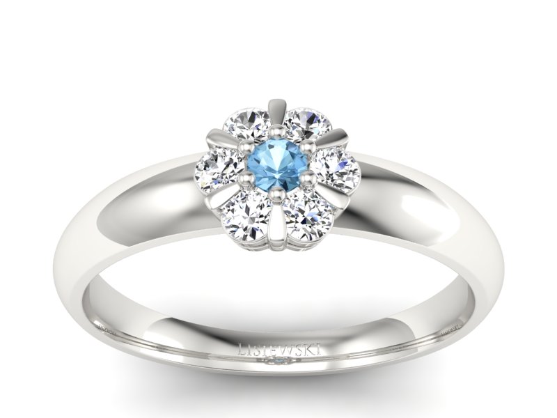 Pierścionek z topazem i brylantami białe złoto - 20033btp