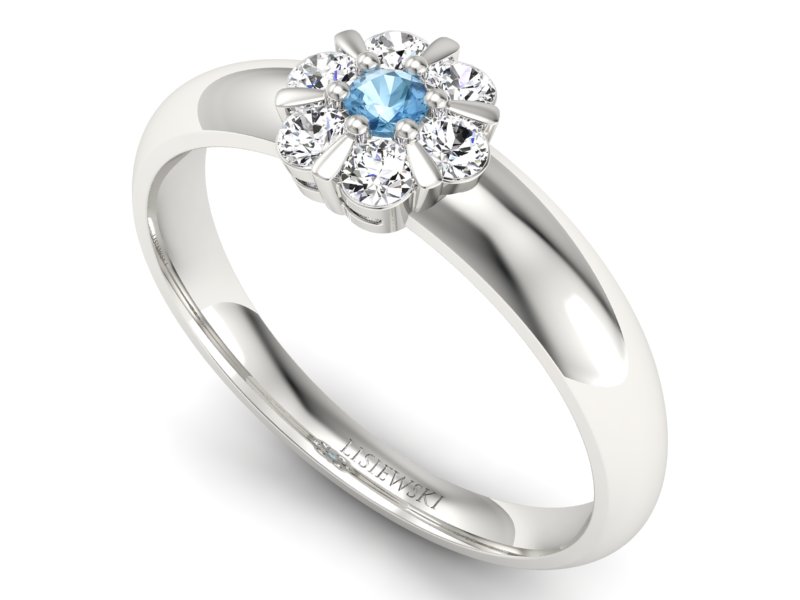 Pierścionek z topazem i brylantami białe złoto - 20033btp — zdjęcie 3