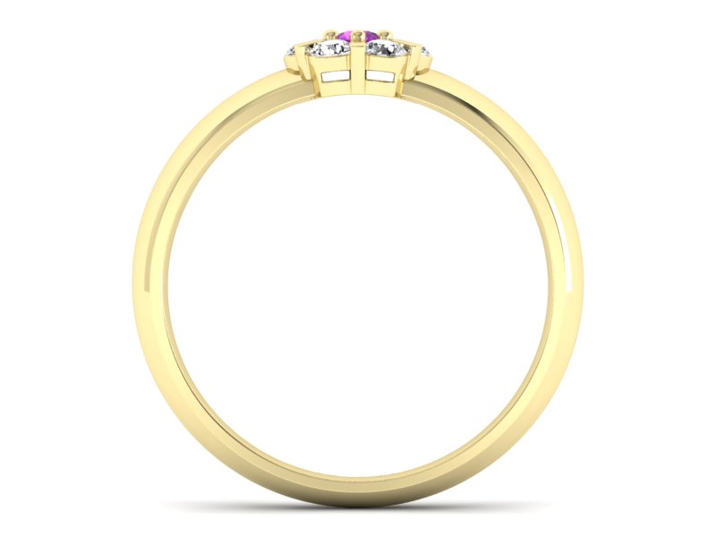 Pierścionek z ametystem i brylantami żółte złoto - 20033zam — zdjęcie 2