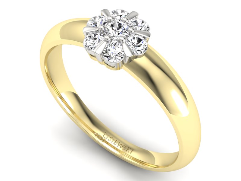 Pierścionek z diamentami żółte i białe złoto - 20033zb — zdjęcie 3