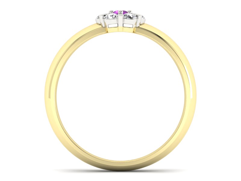 Złoty pierścionek z ametystem i brylantami - 20033zbam — zdjęcie 2