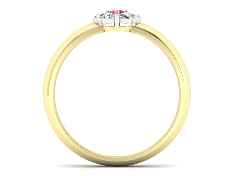 Złoty pierścionek z rubinem i diamentami - 20033zbr2 — zdjęcie 2