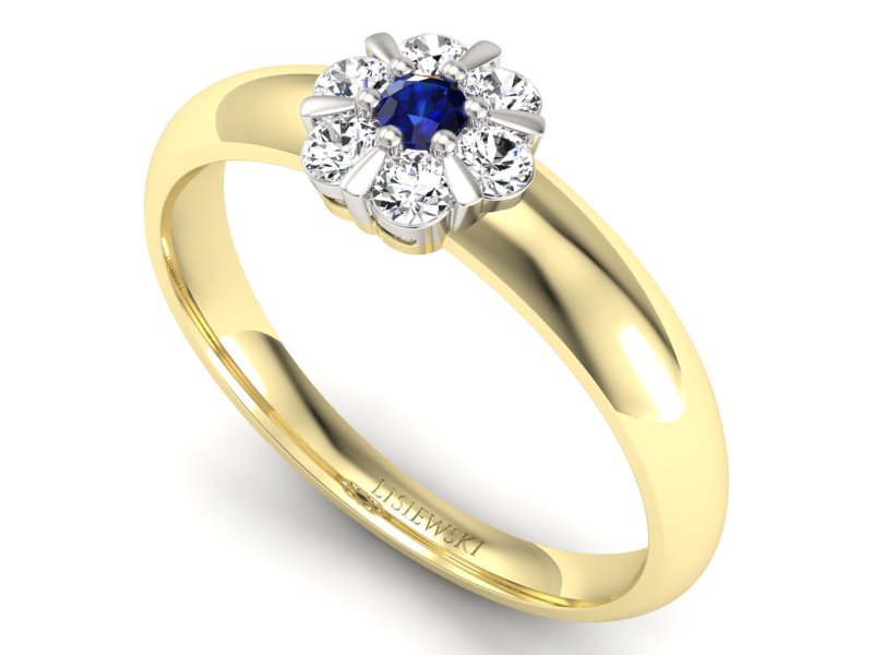 Złoty pierścionek z szafirem i brylantami - 20033zbsz1 — zdjęcie 3