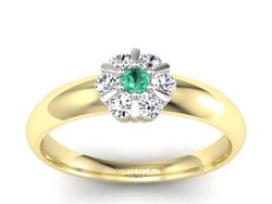 Złoty pierścionek ze szmaragdem i diamentami - 20033zbszm